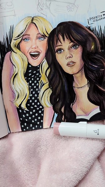 Dibujo de Sabrina Carpenter y Jenna Ortega en Taste