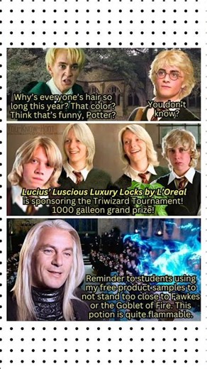 Lucius Malfoy Sponsoring the Triwizard Tournament with a "Flammable" Hair Potion?! 😳🤦‍♂️#viralmemes