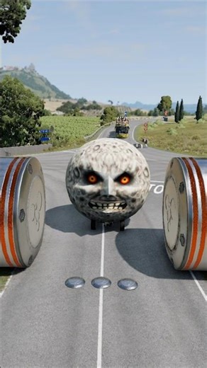 Long Colorful Capsule Bus vs Bollard Crash #beamngdrive #shorts #kidsgamertech
