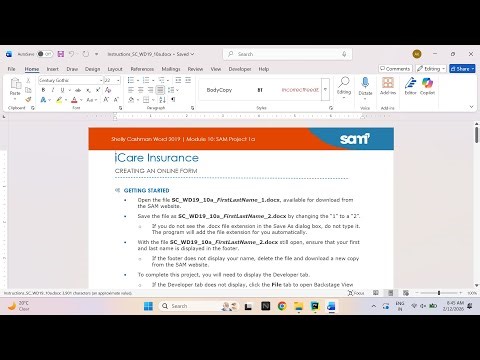 Shelly Cashman Word 2019 | Module 10: SAM Project 1a iCare Insurance