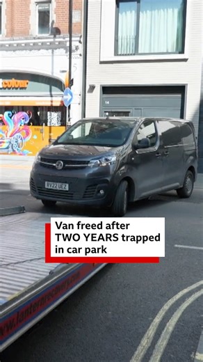 A family business has regained its van after it was trapped in a central London car park for nearly two and a half years. Steve Davies and Mark Lucas collected the vehicle from Rathbone Square's mechanical stacking car park on Thursday afternoon. Mr Davies said he was glad to finally have the van back but HCS Furniture's "coffers are now fairly low" after spending close to £50,000 on renting, then buying, a new van. Rathbone Square's management, CBRE, declined to comment - but the BBC has seen a