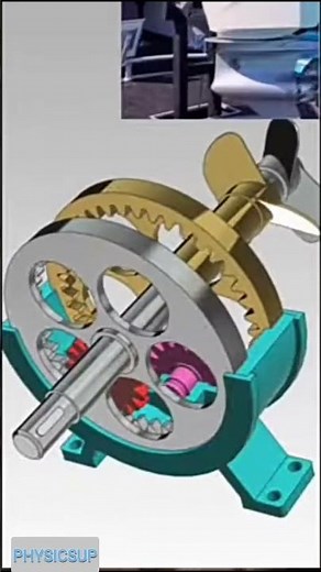 Mechanical mechanisms - Animation - simple model of controllable pitch propeller -principe mécanique