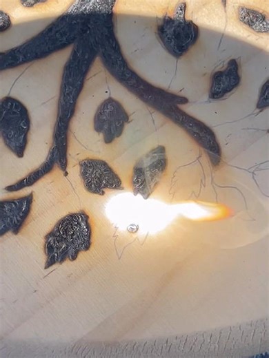 Tree of Life on pine wood; Solar pyrography wood burning ☀️🔎🔥 #dunbythesun