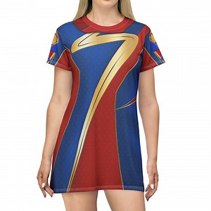 Ms. Marvel Short Sleeve Dress, the Marvels Films Costume, Kamala Khan Outfits, Superhero Movie Inspired Cosplay, Disney Marvel Shortdress - Etsy