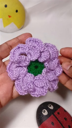 I Made a Purple Flower with Crochet 🧶