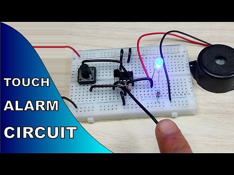 Latching Touch Sensitive Alarm Circuit on breadboard || 555 Timer IC Project