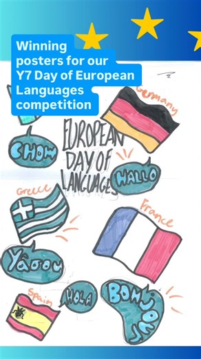 Waldegrave School on Instagram: "Well done to Constance in Year 7 for winning the Year 7 European Day of Languages 🇪🇺 poster competition. Her poster was selected by the prefects and was followed by four others, one for each house. Congratulations also go to Olivia (Franklin House), Molly (Eliot House), Isabel (Pankhurst House) and Jemima (Seacole House). Amazing creativity! #waldegraveschool #europeandayoflanguages #enjoyachieveempower #mfl"