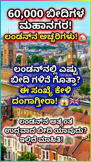 ಲಂಡನ್‌ನಲ್ಲಿ ಎಷ್ಟು ಬೀದಿಗಳಿವೆ ಗೊತ್ತಾ? #LondonStreets #LondonLife #Travel #KannadaFacts #jagattinasatya