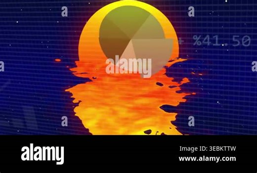 Sun appearing and emitting reflection, rotating pie-chart and HUDs collecting and analysing data. Glowing, futuristic, neon, dashboard, visualization, concentric, rings Stock Video Footage - Alamy