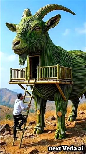 Amazing Goat-Shaped Bamboo House 🐐🏡 | Creative Jungle Survival Art
