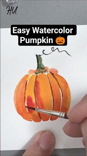 Easy Watercolor Pumpkin 🎃 | Relaxing Halloween Painting