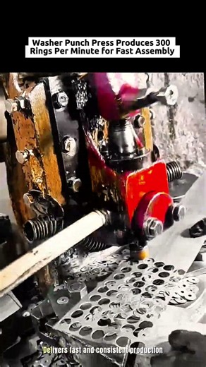 Washer Punch Press Produces 300 Rings Per Minute for Fast Assembly #industrialcrush