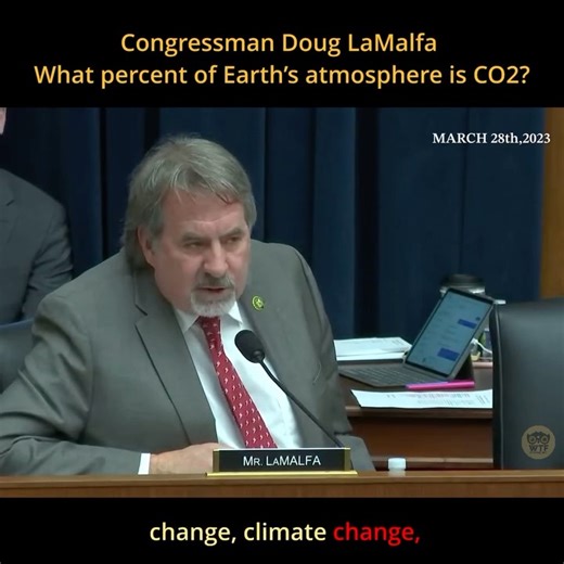 Simon D Muldoon on Instagram: "🎥 Congressman Doug LaMalfa asks: What percent of Earth’s atmosphere is CO₂? Panel members guess — 5%, 7%, even 8%. Then LaMalfa drops the real number: 0.04% — and questions the entire climate action movement based on that figure. He argues that while we’re constantly hearing “#climatechange , #co2 , climate change,” we’re being pressured into major transitions — like switching to electric vehicles — even though, in his words, “we don’t have the #electricgrid to su