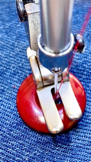 How to sew a button with a straight stitch machine! 🧵 #sewing #stitch #usa #shortsusa #diy