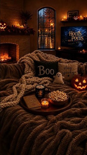 Cozy Halloween Night Ambience 🎃 Rain, Fireplace & Soft Autumn Music for Sleep #cozyambience #relax