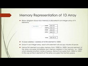 2 Memory Representation & Address Calculation of 1D Array