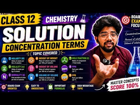 Concentration Terms | Molarity, Molality, Normality, Mole Fraction, ppm & ppb | Class 12 Chemistry