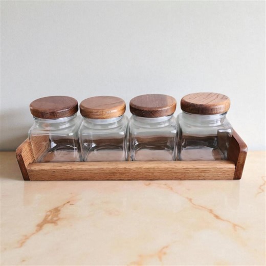 Vintage 70s Anchor Hocking Kitchen Canisters, Wooden Lids, Set of 4 - Etsy