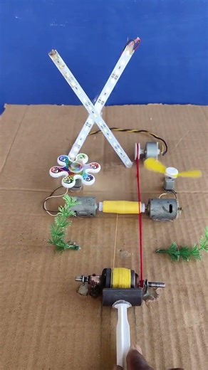 आर्मिचर से लाइट फैन चालू किया. DC motor new project