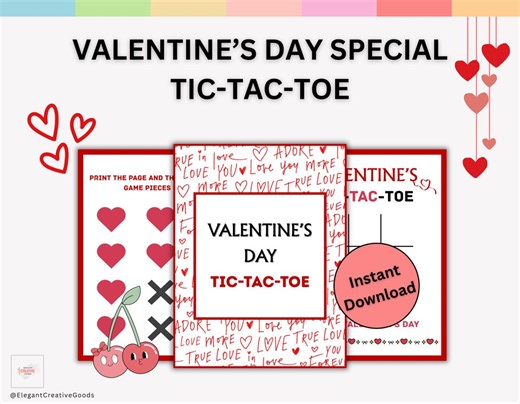 Valentine's Day Tic Tac Toe Cards Printable, Kids Classroom Party Activity, Tic Tac Toe Game Card, Daycare, Printable PDF. - Etsy