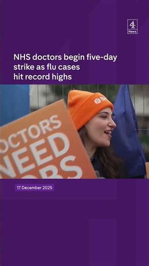 NHS doctors begin five-day strike as flu cases hit record highs