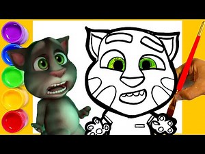 How to Draw TOM from My talking Tom 2 scared coloring and Drawing for kids ⭐Play Color