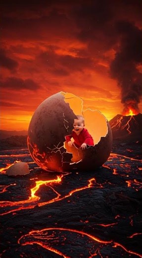 Fiery Baby Bursts from a Volcano Egg 🌋🔥 Epic Lava Adventure | Solis AI
