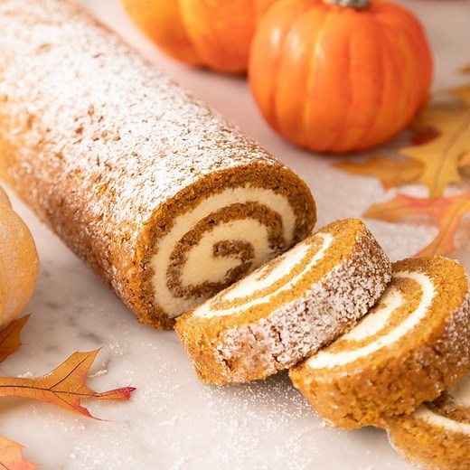 You'll love this moist and tender pumpkin cake roll full of fall spices filled with cream cheese frosting. | Preppy Kitchen