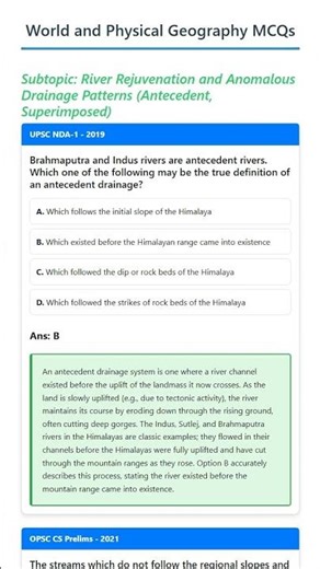River Rejuvenation and Anomalous Drainage Patterns Antecedent, Superimposed