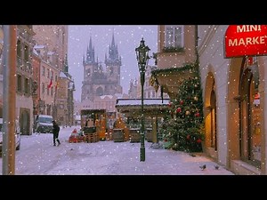 Snowfall in Prague ✨ Christmas Walk in Old Town 4k HDR - Beautiful Czech Winter Snow Ambience