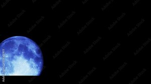 Full moon in the black sky, full moon and cloud in black background at 4k . Blue moon background.
