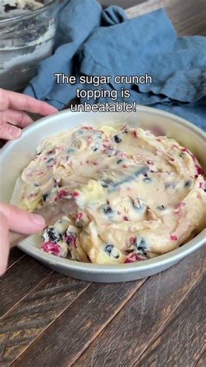 Red white and blue berry sugar crunch cakes! Easy dessert idea with fresh berries