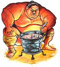Sumo wrestlers fatten up on chankonabe.