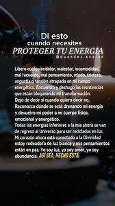 🌀✨ Te regalo estas palabras mágicas y muy poderosas que digo con certeza cuando necesito protegerme energéticamente. Yo suelo decirlo antes de salir de casa, frente a un espejo. 🤍🙏 GUARDA el reel así no lo pierdes ✨🌀 | Duendes Avalon