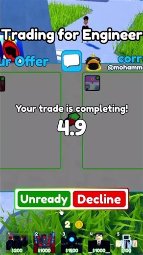 Trading for Engineer in Toilet Tower Defense #shorts #roblox