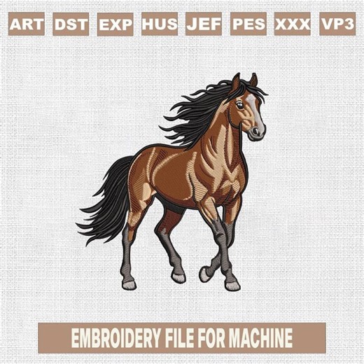 Running Horse Embroidery Design Western Mustang Stallion Machine Embroidery File - Etsy