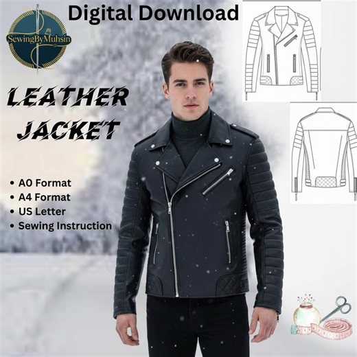 Leather Jacket Sewing | Pattern PDF | Printable Sewing | Step by Step | DIY Jacket | Sewing Instructions | Classic Men Leather Jacket. - Etsy