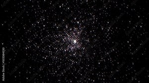 Loop center beautiful star glowing light sparkling magical dust particles in star shape. 4K 3D seamless loop animation glitter abstract background for celebration with light and shine in center. Stage