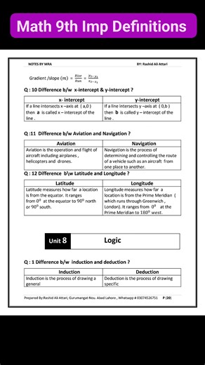 MATHEMATICS Full Book Imp Definitions of Class 9th New Book.. Courtesy By: Sir Rashid Ali Attari #al_basheer_academy #mathematics #9th #notes #trendingpost #definition #fypageシ #fyp #viralpost2025 | Al Basheer Academy of Science and Computer Center