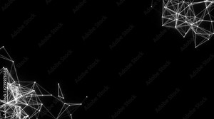 Transforming structures in the corners of the screen. Animated digital background. Place for text. Seamless loop.