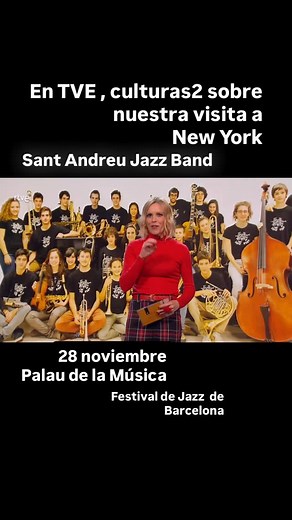 En el programa @culturas2_tve Gracias !! Mayo 2025, en New York @jazzdotorg , entre 30 Big Bands de jóvenes ( 27 de EEUU) quedamos en Segunda posición ❤️ 28 de noviembre, @santandreujazzband en el Palau de la Música , @bcnjazzfest Interpretaremos 4 de los temas que hicimos en New York. El repertorio será un tributo a Duke Ellington y contaremos con las voces de Edu Ferrer, Clàudia Rostey, Koldo Munné, Anna Ndiaye, Irina Fernández … de invitada también tendremos a Èlia Bastida al violín Y de invi