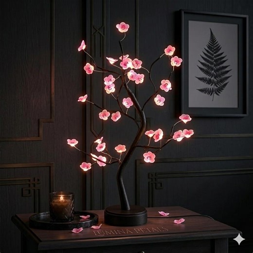 Cherry Blossom Bonsai Tree Lamp: LED Fairy Lights, Touch Sensor Night Light - Etsy