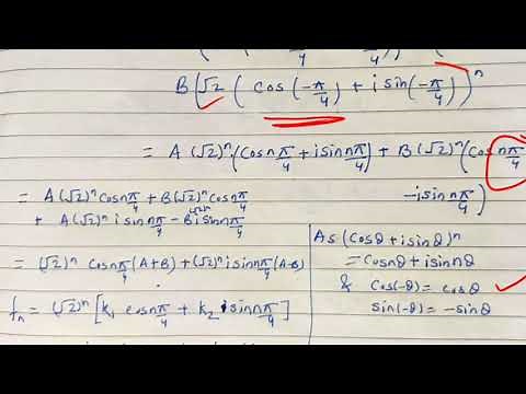 Solving Homogeneous linear recurrence relation with complex roots - lecture 97/ discrete mathematics