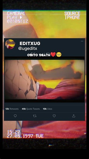 obito death clip#naruto#narutoshippuden#anime#obito#uchiha#viral#uzumaki #sad@EDITXUG
