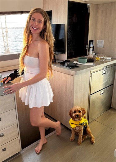 Couple explains how they live full time on 40-foot boat with two kids and dog