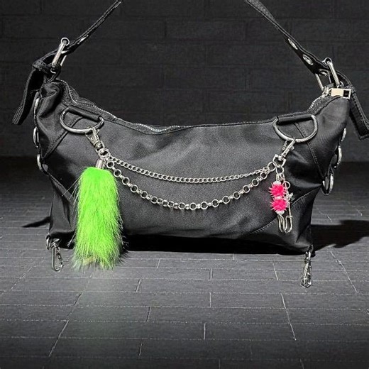 Punk Safety Pin Chain Bag Charm, Neon Goth Purse Accessory - Etsy