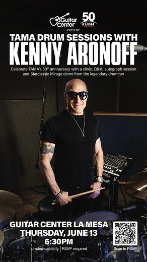 I’m doing a string of in-store drum events @guitarcenter with @TAMAofficial celebrating their 50th anniversary! RSVP: https://ow.ly/wPzn50Sc7MK 6/13 - Guitar Center La Mesa, CA, 6:30pm⁠ 6/20 - Guitar Center Arlington, TX, 6:30pm⁠ 6/27 - Guitar Center Atlanta, GA, 6:30pm | Kenny Aronoff