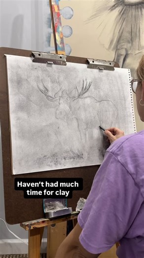 A little reminder to not ignore your happy hobbies….when I get stressed I begin to ignore them. And right when my mental health could use the boost from the creative juices. It has been hard to squeeze in any time to work in clay - even finding 15 minutes is becoming difficult. Not to mention I’ve got so much to glaze….. But over the past two weeks I’ve been watching my advanced drawing students work on their charcoal moose and enjoying themselves. So I figured I could squeeze in 15-20 minutes t