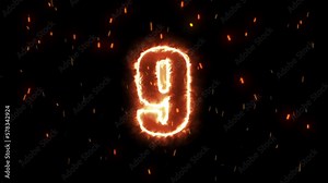 countdown from numbers engulfed in flames and smoke