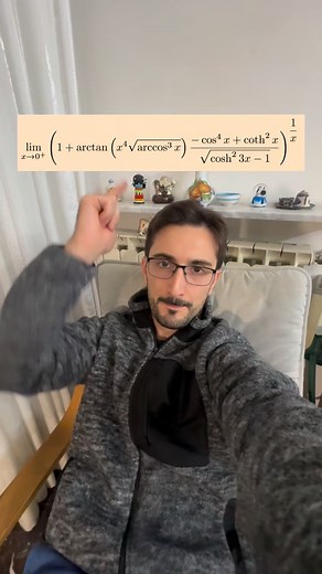 11 reactions | lim (quando x→0⁺) di: ( 1 + arctan( x⁴ * √( arccos³(x) ) ) − [cos⁴(x) + coth²(x)] / √(cosh²(3x) − 1) )^(1/ x) | Qui Si Risolve | Facebook